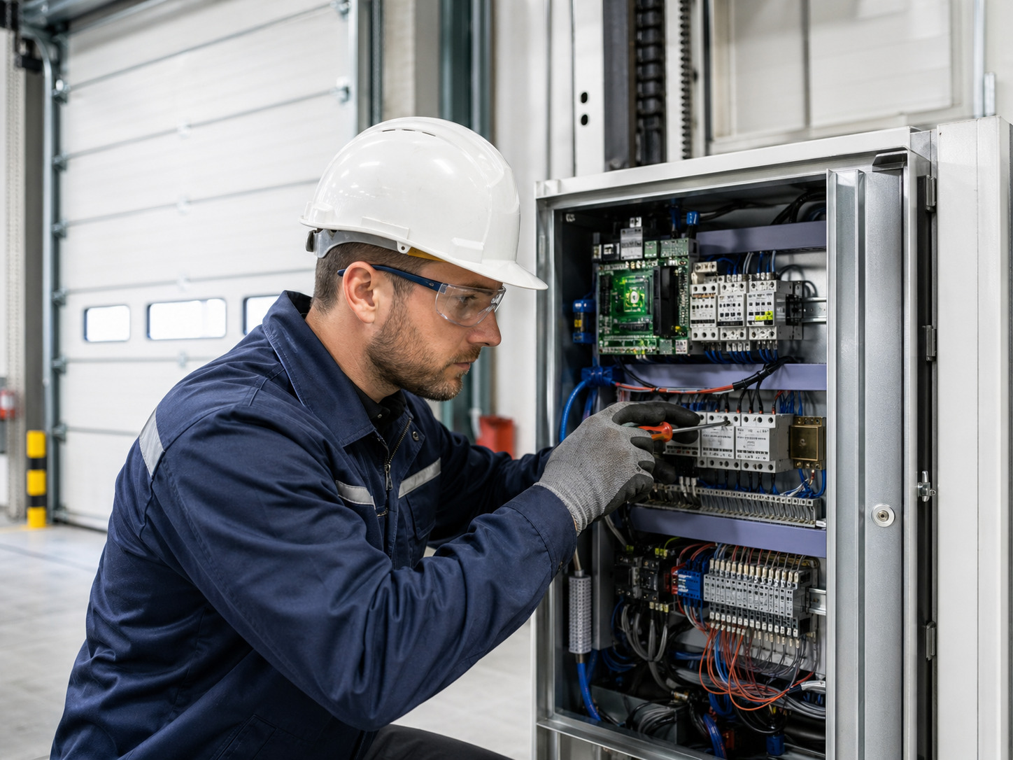 Technicien en maintenance sur porte industrielle